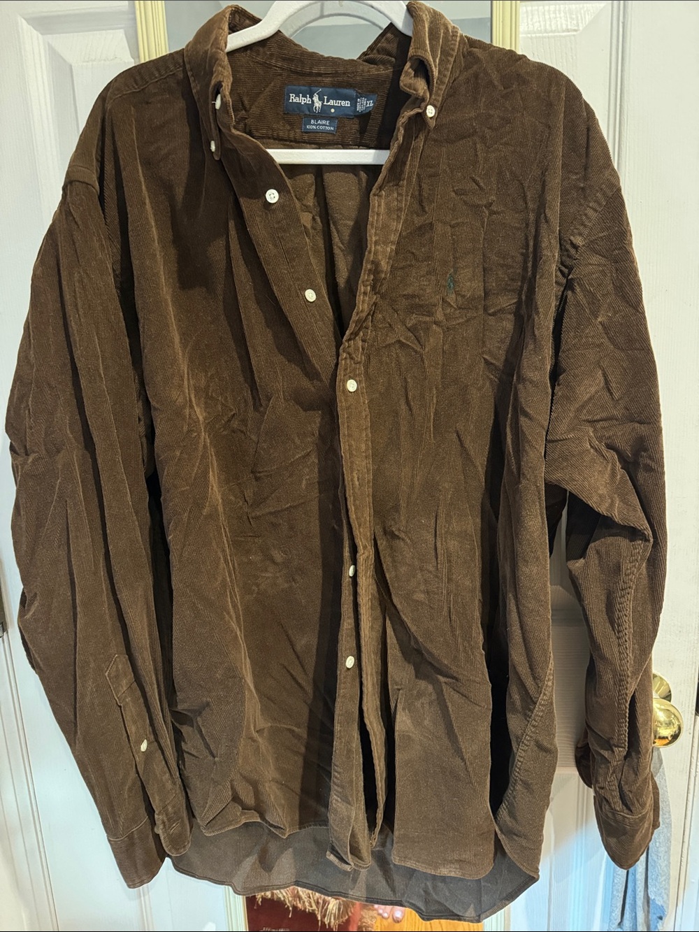 Ralph Lauren Brown Corduroy Shirt with Embroidered Pony